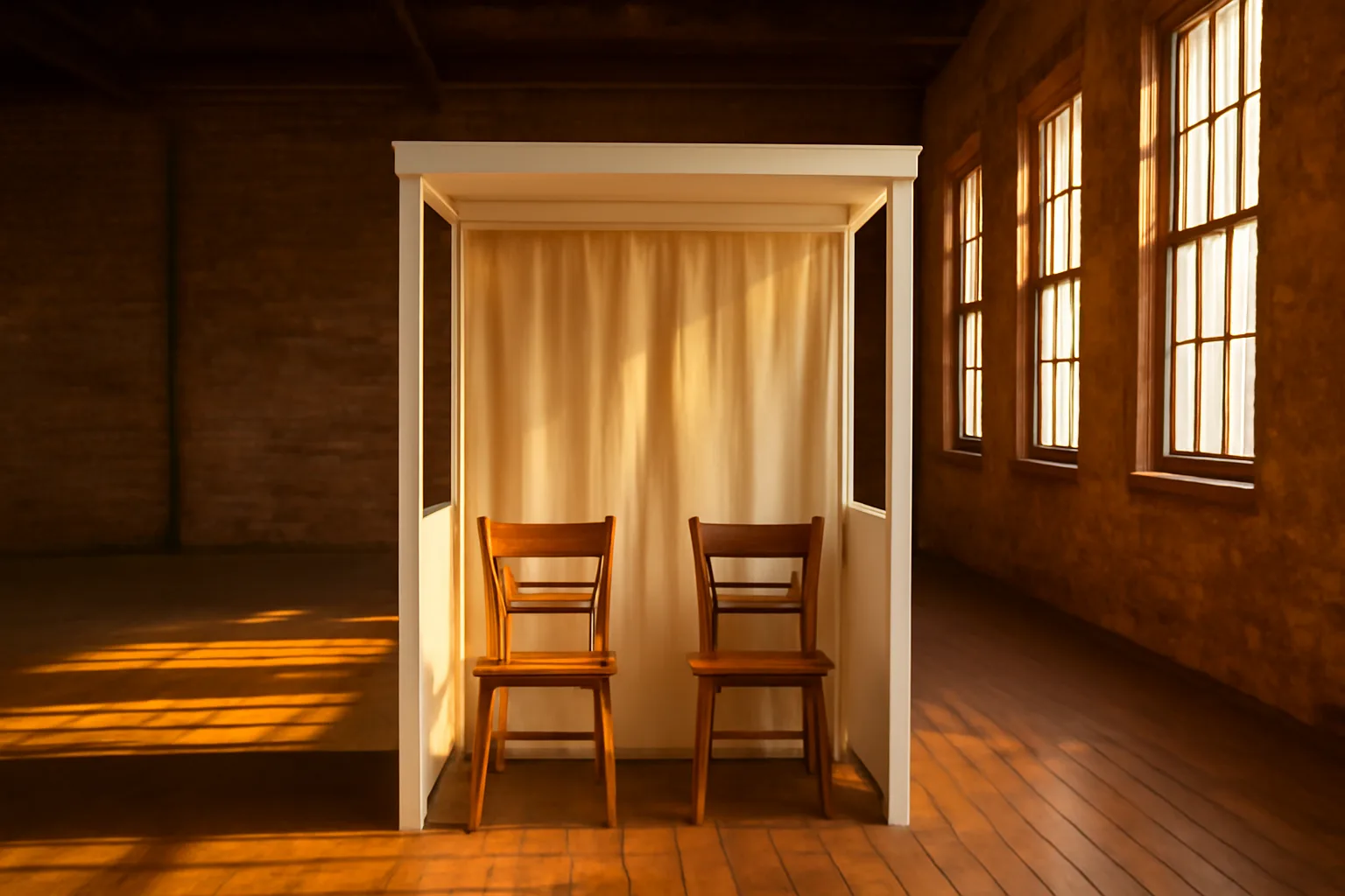 Open photo booth waiting in a Georgia carriage house